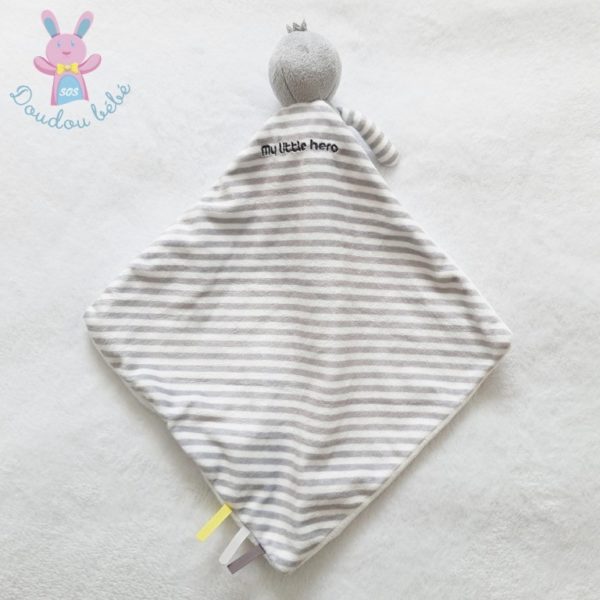 Doudou Paresseux cape rayé gris my little hero OBAIBI – Image 3