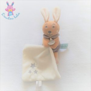 Doudou Lapin Perlim gris taupe beige mouchoir blanc BABY NAT