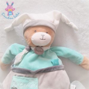 Baby'Nat - Brioche l'ours - Doudou blanc rose 24 cm