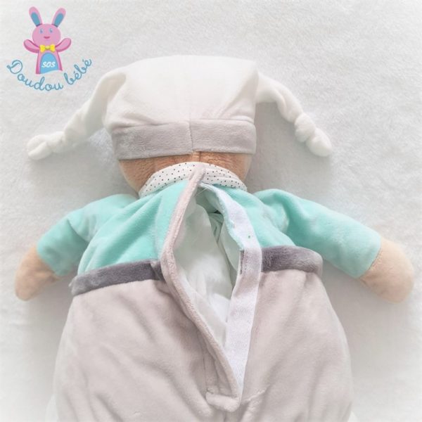 Doudou Ours Ma cachette range-pyjama gris vert blanc BABY NAT – Image 3