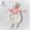 Doudou plat mon petit chat blanc fleurs SERGENT MAJOR
