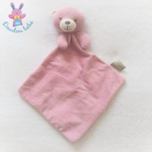 Doudou plat Ours rose et blanc MES PETITS CAILLOUX