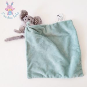 Doudou Souris grelot gris avec mouchoir vert ZEEMAN