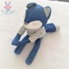 Doudou Renard bleu blanc rayé OBAIBI