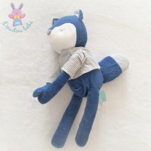 Doudou Renard bleu foncé et blanc t-shirt rayé OBAIBI