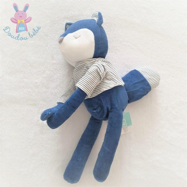 Doudou Renard bleu foncé et blanc t-shirt rayé OBAIBI – Image 2