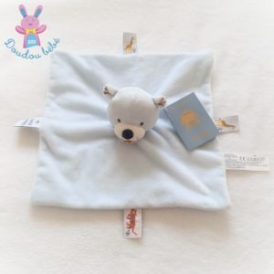 Doudou plat Ours bleu animaux “My savage friends” BOUT’CHOU