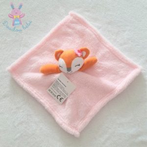 Doudou plat Renard orange blanc polaire rose MIX DOUDOU