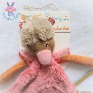 Doudou plat Poule Zaza rose orange Les Tartempois MOULIN ROTY