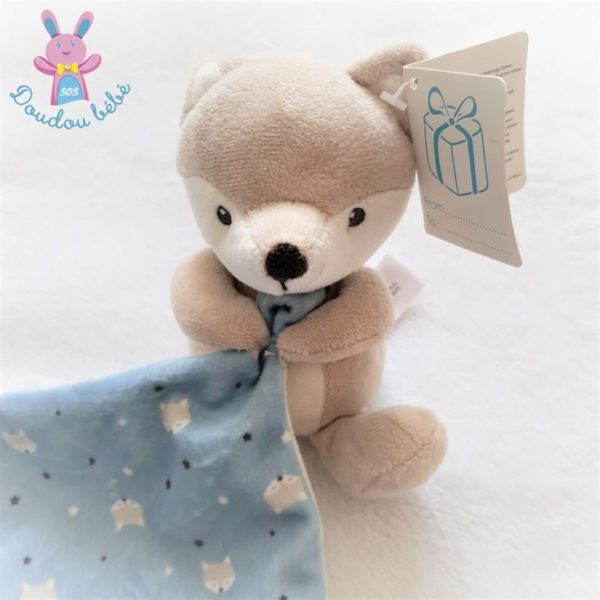 Doudou Renard beige mouchoir bleu blanc SIMBA NICOTOY – Image 2