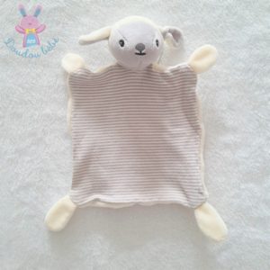 Doudou plat Mouton rayé blanc écru et gris H&M