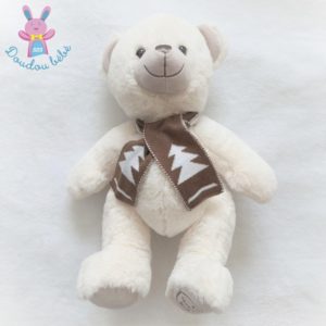 Doudou Ours blanc Nuage écharpe marron sapin La grande Récré