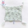 Doudou plat carré vert blanc lamas Césarine