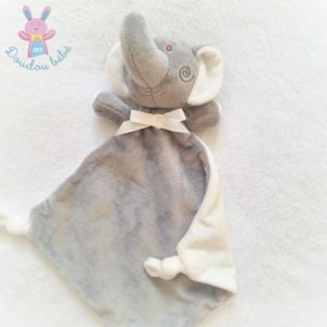 Doudou plat éléphant gris blanc nœud tout doux Bébé Confort