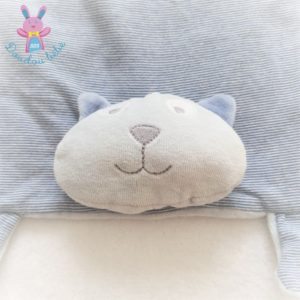 Doudou plat Chat bleu rayé queue jaune Du Pareil Au Même DPAM