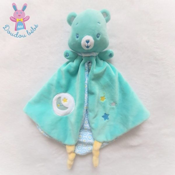 Doudou plat Bisounours grelot bleu CARE BEARS