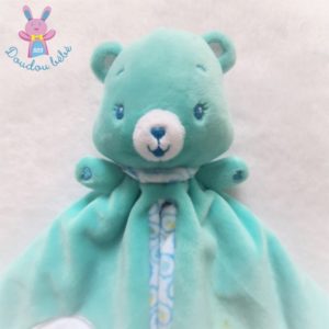 Doudou plat Bisounours grelot bleu lune étoiles CARE BEARS