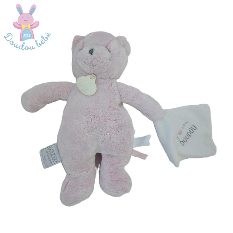 Doudou Chat rose j'aime mon DOUDOU ET COMPAGNIE