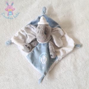 Doudou plat éléphant Dumbo gris bleu blanc argenté DISNEY