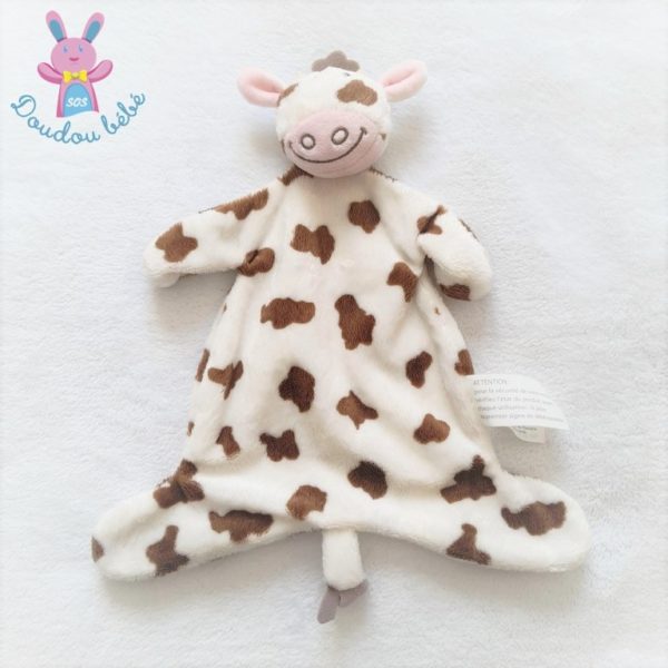 Doudou plat Vache blanc marron KIMBALOO