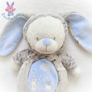 Doudou Ours déguisé en Lapin gris bleu luminescent MOTS D’ENFANTS