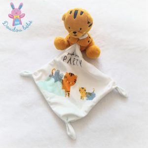 Doudou Tigre orange mouchoir blanc Jungle friends party SIMBA