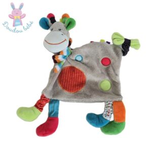Doudou plat Girafe Zoé beige orange vert bleu SIMBA