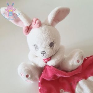 Doudou Lapin blanc rose mouchoir pois Happy Night SIMBA