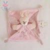 Doudou plat Lapin rose attache tétine SIMBA