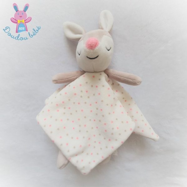 Doudou plat Biche Faon blanc rose beige étoiles OBAIBI – Image 3