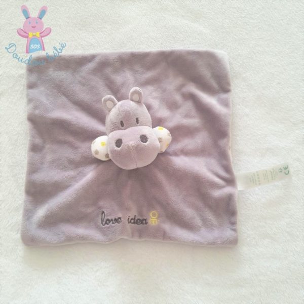 Doudou plat Hippopotame gris OBAIBI