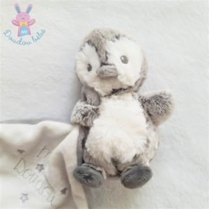 Mon doudou Pingouin gris blanc mouchoir attache tétine TEX