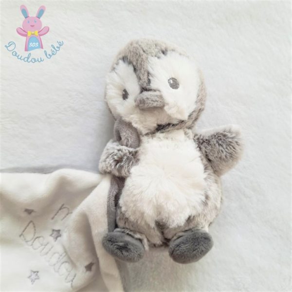 Mon doudou Pingouin gris blanc mouchoir attache tétine TEX – Image 2