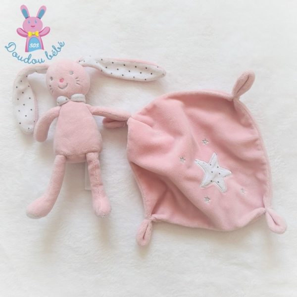 Doudou Lapin mouchoir rose TEX