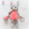 Doudou jouet d'éveil Lapin gris blanc rose TEX