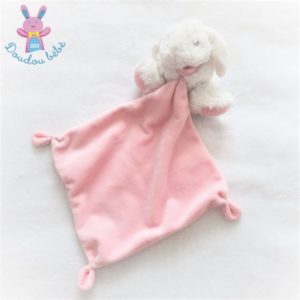 Doudou Lapin blanc rose mouchoir à pois TEX BABY