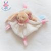 Doudou plat Lapin blanc rose beige BABY NAT