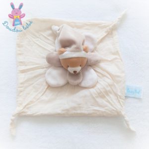 Doudou plat Ours lange beige blanc BABY NAT