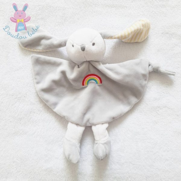 Doudou plat Lapin gris TOM & KIDDY