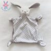 Doudou plat Lapin blanc gris étoiles MES PETITS CAILLOUX