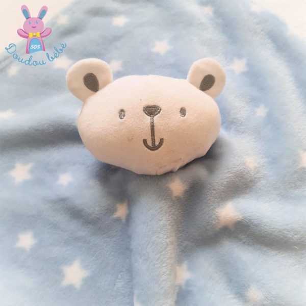Doudou plat Ours polaire bleu blanc étoiles PRIMARK – Image 2