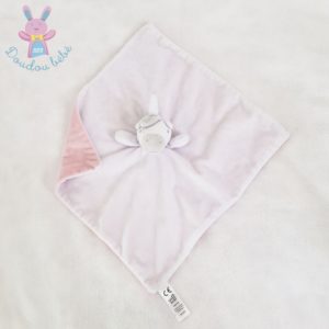 Doudou plat Licorne blanc rose et gris SASS & BELLE