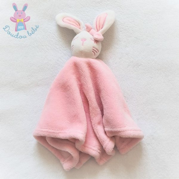 Doudou plat Lapin rose blanc nœud PRIMARK EARLY DAYS