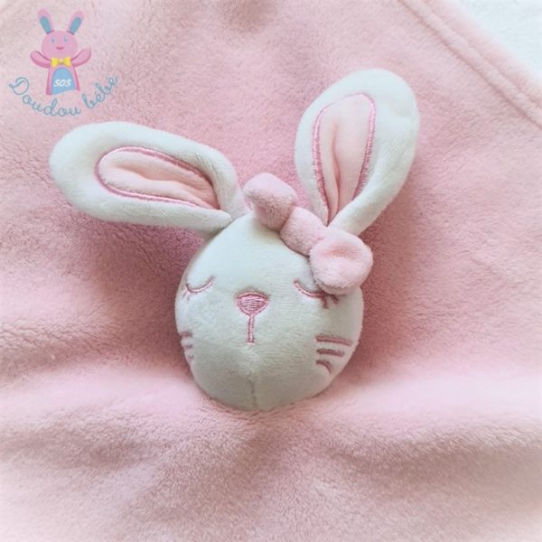 Doudou plat Lapin rose blanc nœud PRIMARK EARLY DAYS