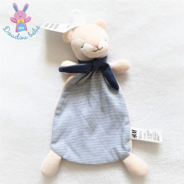 Doudou plat Mouton Ours rayé bleu beige H&M