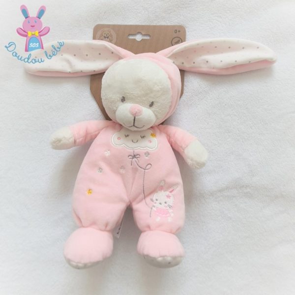 Doudou Ours déguisé en lapin rose blanc MAX & SAX