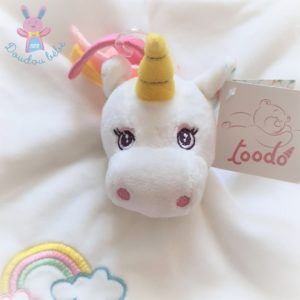 Doudou plat Licorne coloré blanc arc en ciel nuages TOODO