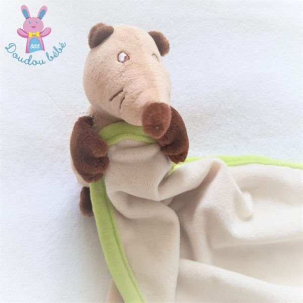 Doudou Taupe couverture plaid beige vert marron à broder DMC