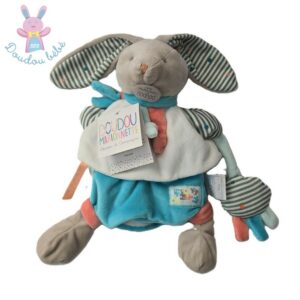Lapin marionnette Happy puzzle bleu blanc DOUDOU ET COMPAGNIE