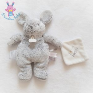 Lapin perle gris mouchoir blanc J’aime mon DOUDOU ET COMPAGNIE